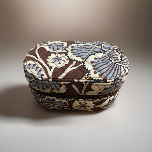 Vera Bradley traveling Zippered Jewelry Box In Slate Blooms Pattern. - Picture 1 of 5